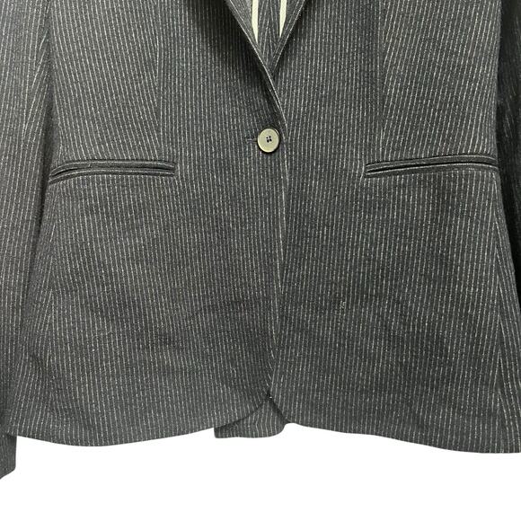 Massimo Dutti Navy Blue Pin-Stripe Wool Blazer Jacket Size US 6 - Picture 3 of 12